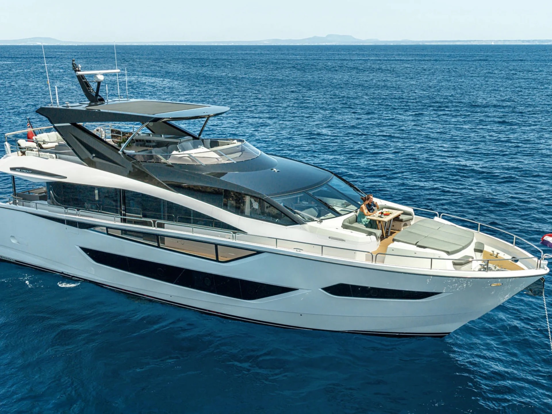 Aerial starboard view of M/Y Junior Sunseeker 88 — yacht charter Balearic Islands