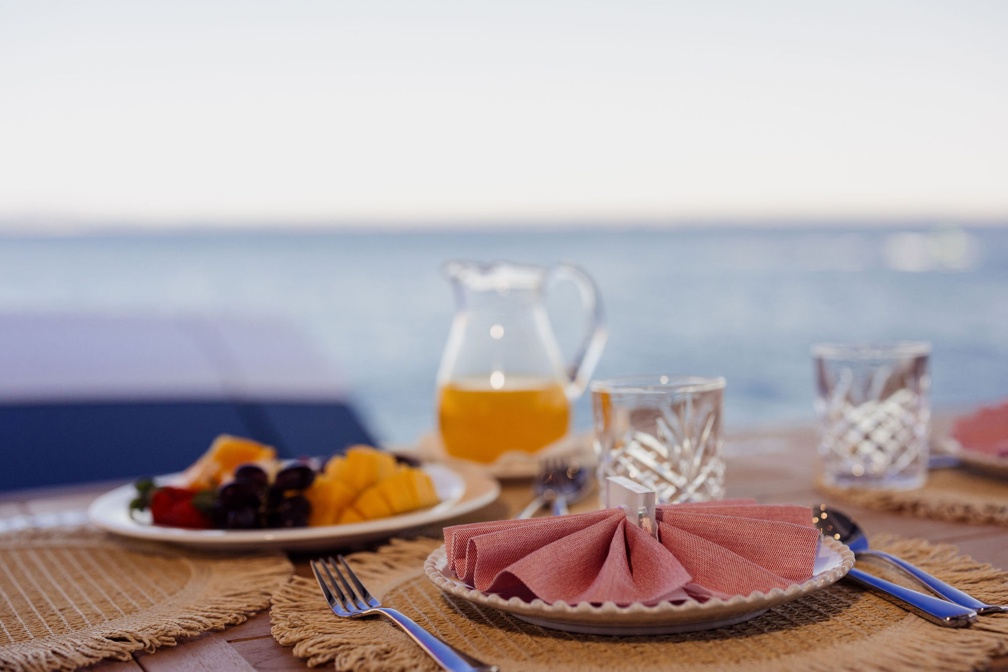 Fresh breakfast detail aboard M/Y Junior Sunseeker 88 — luxury charter with onboard chef