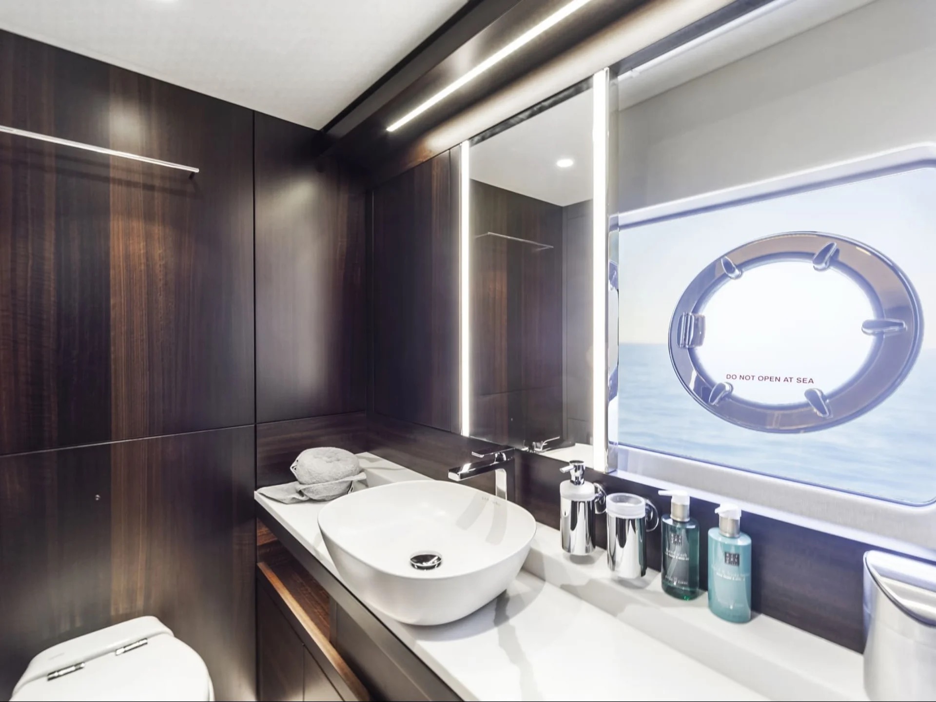M/Y Junior Sunseeker 88 guest en-suite bathroom — luxury yacht charter accommodation