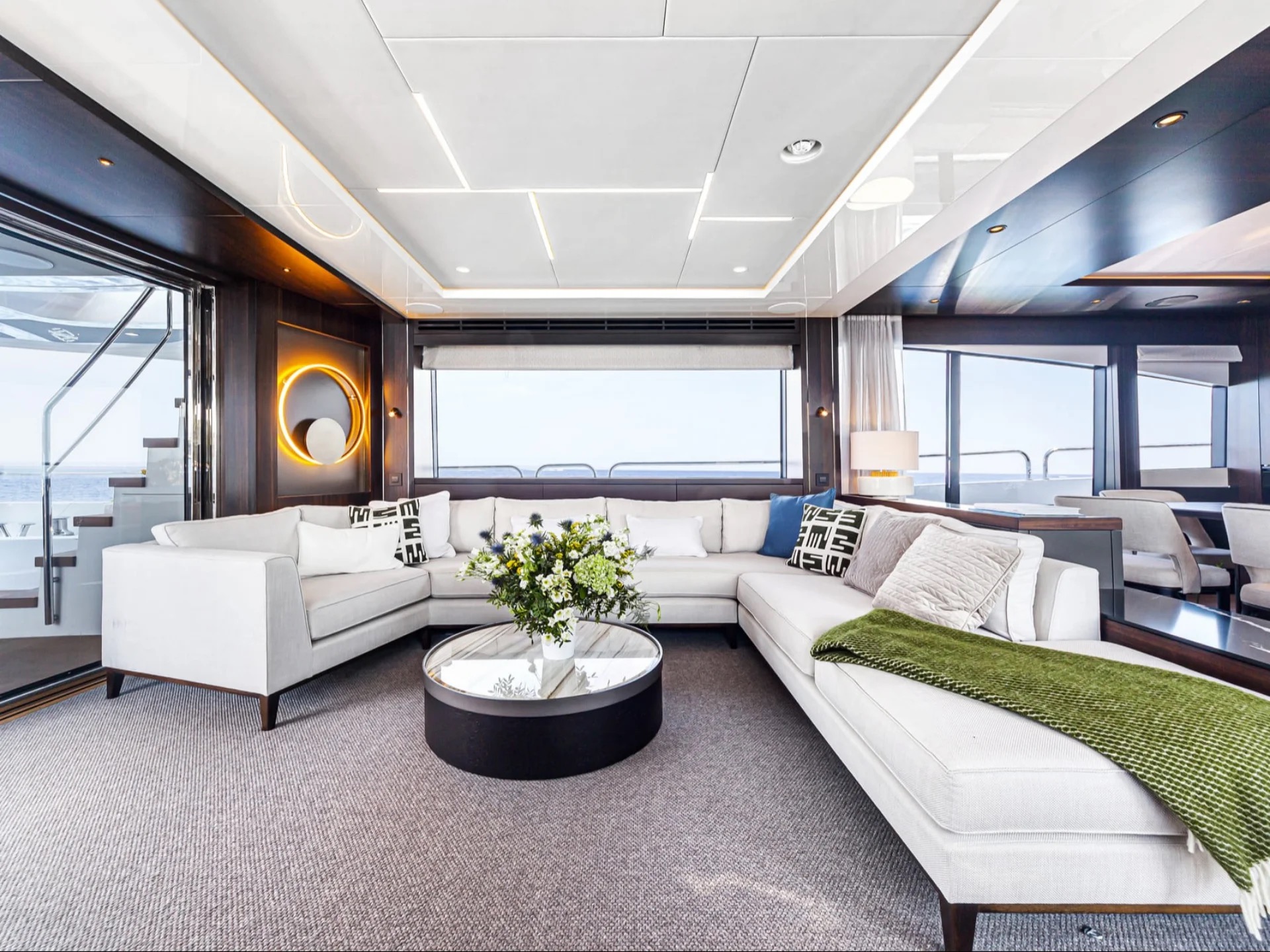 M/Y Junior Sunseeker 88 salon sofa and lounge — luxury yacht interior