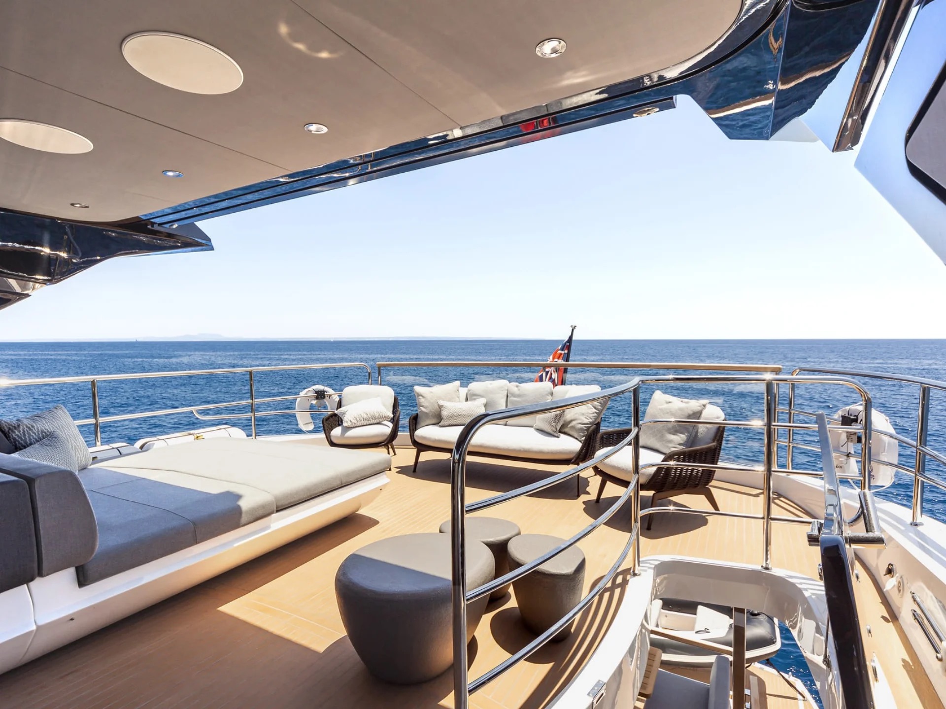 M/Y Junior Sunseeker 88 sundeck lounge — luxury yacht charter Palma de Mallorca
